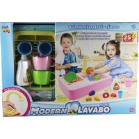 Modern Lavabo - Oyuncak Pilli Su Akan Çeşmeli Lavabo Seti - Mavi